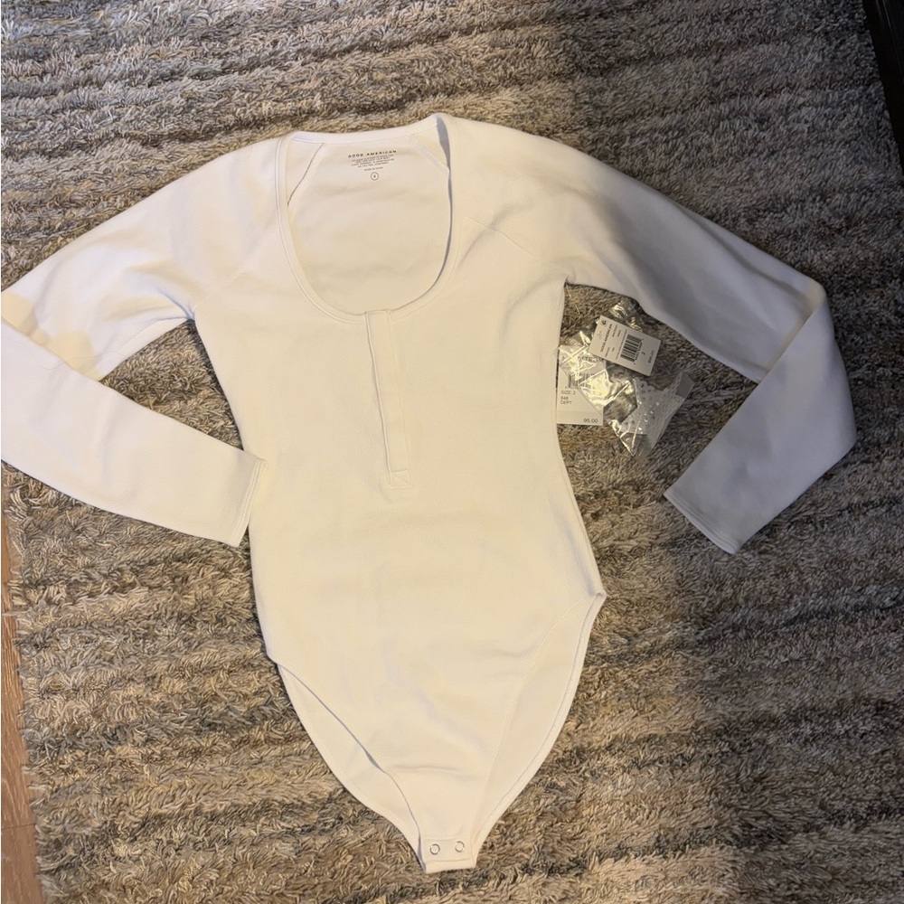 Good America White Long Sleeve Bodysuit